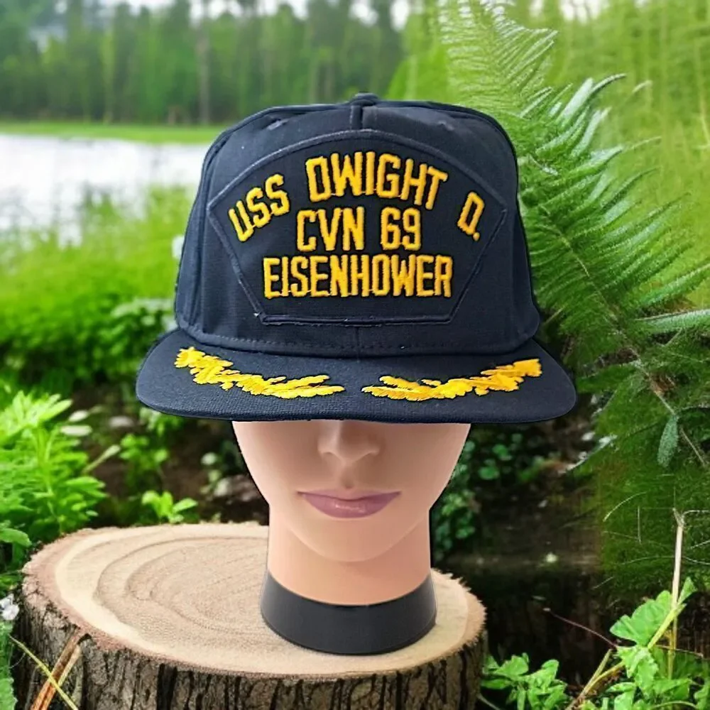 USS Dwight D Eisenhower Snapback Hat CVN 69 US Navy‎ Scrambled Eggs Vintage